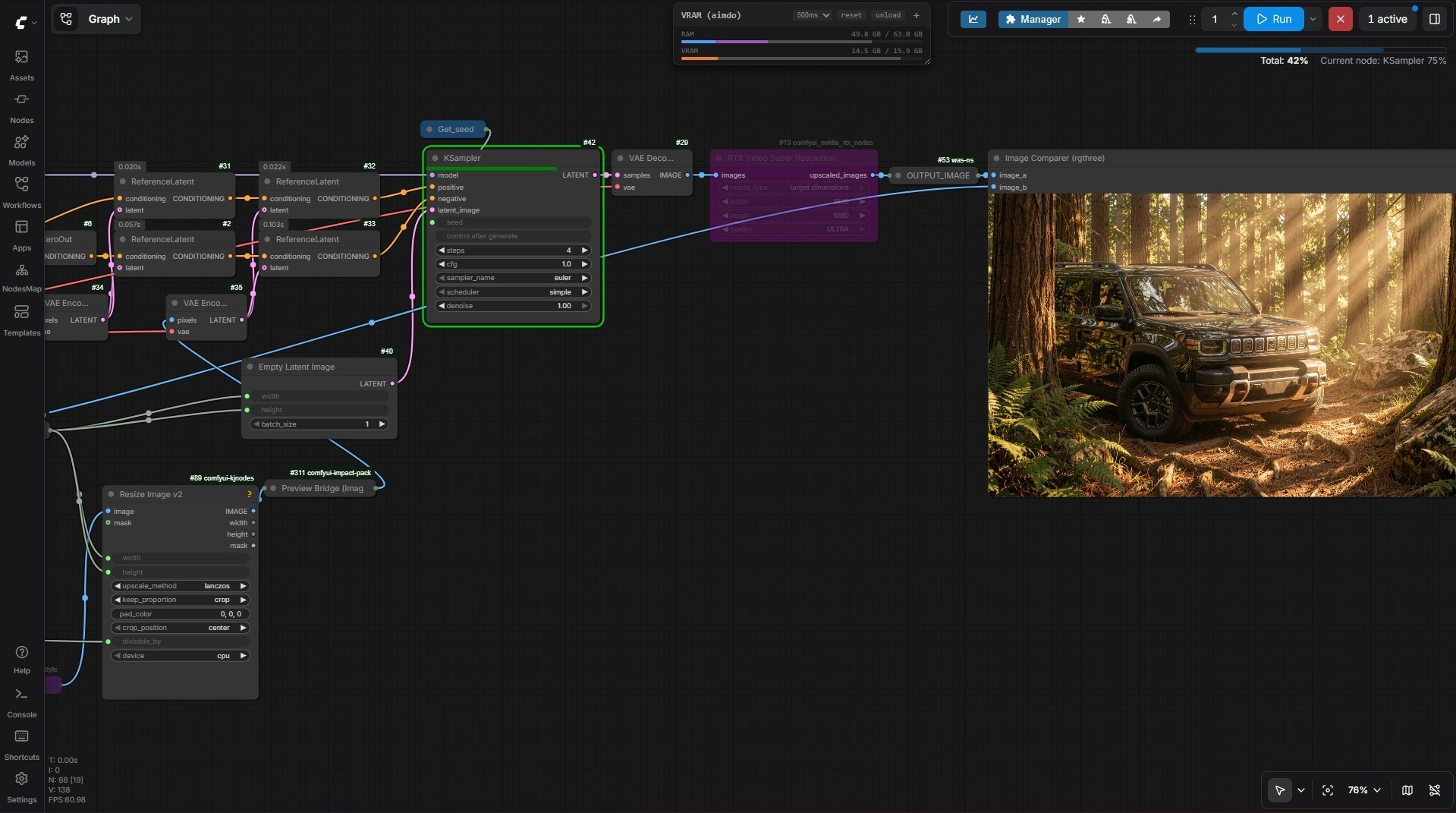 Interfaccia workflow dell'engine AI