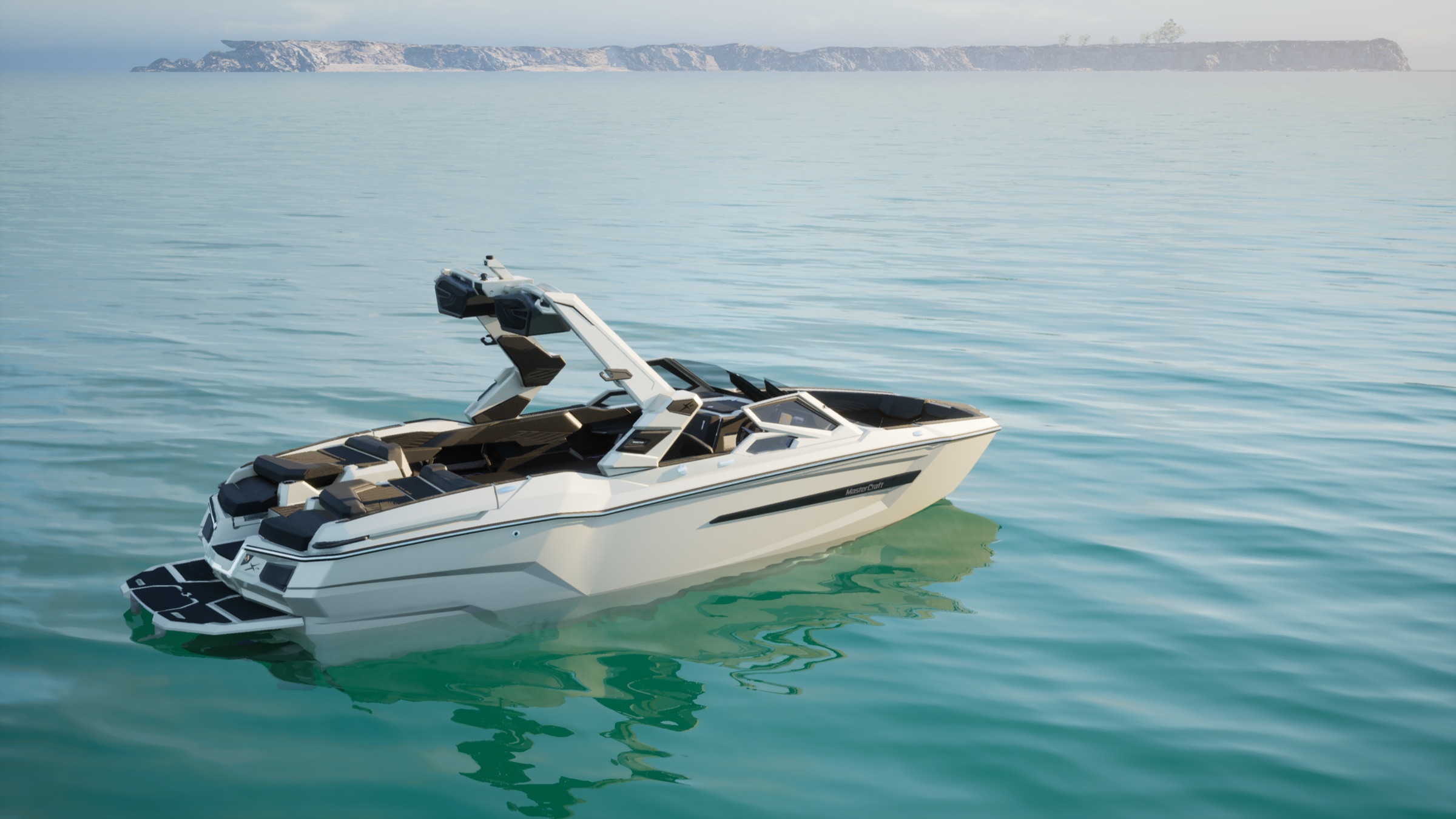 Barca MasterCraft in una scena oceano CGI pulita